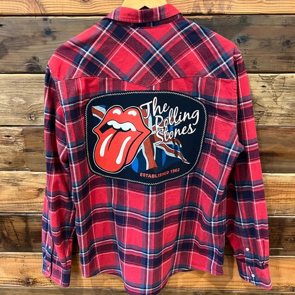 The Rolling Stones One-of-a-Kind Shirts by AG MadAndie Custom Unisex Flannel - L - Picture 1 of 5